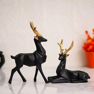 Black Lucky Deer Set of 2